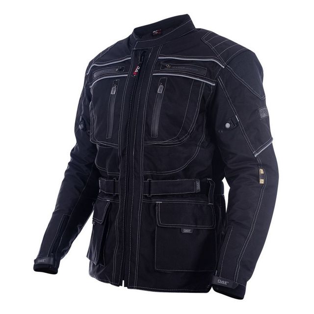 DAX pánská textilní bunda, Enduro neon černá, M