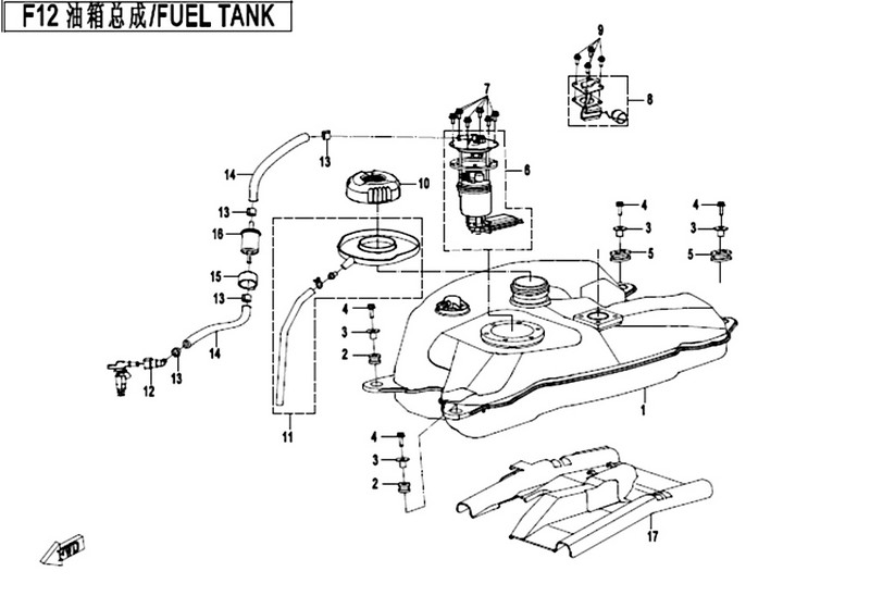 Palivová nádrž (CAP, FUEL TANK) (pozice 10)