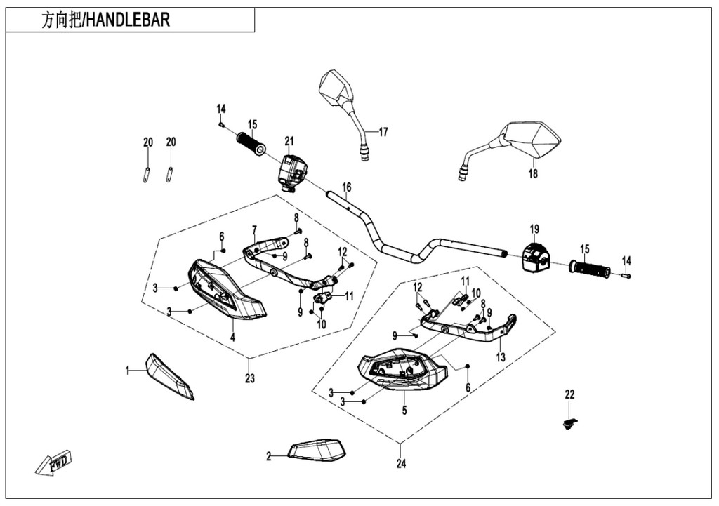 Pravý přepínač řidítek