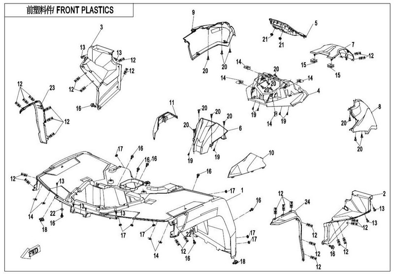 přední plast listový