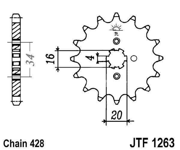 Řetězové kolečko 14 zubů JTF1263.14 JT